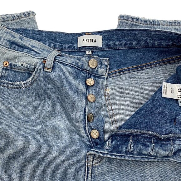 Pistola Charlie high rise ankle straight button fly double denim panels size 27 - Picture 9 of 16
